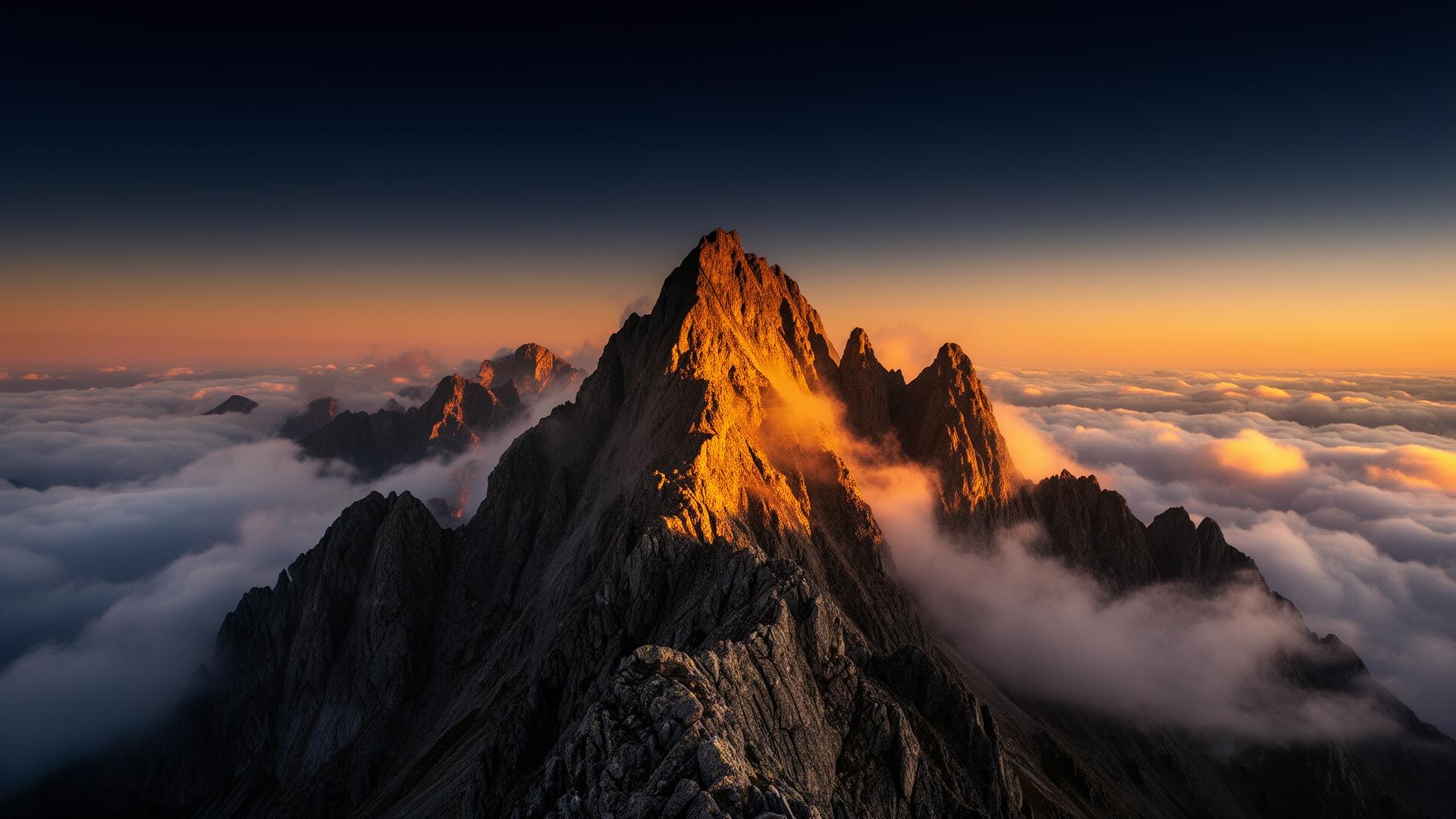 Majestic mountain peaks at dawn